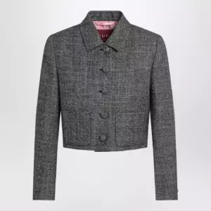 GUCCI Cropped wool jacket with black/white texture
