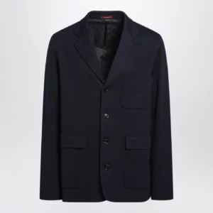 GUCCI Blue single-breasted cotton jersey jacket