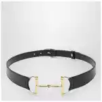 GUCCI Black belt with oversized Horsebit buckle