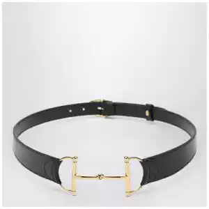 GUCCI Black belt with oversized Horsebit buckle
