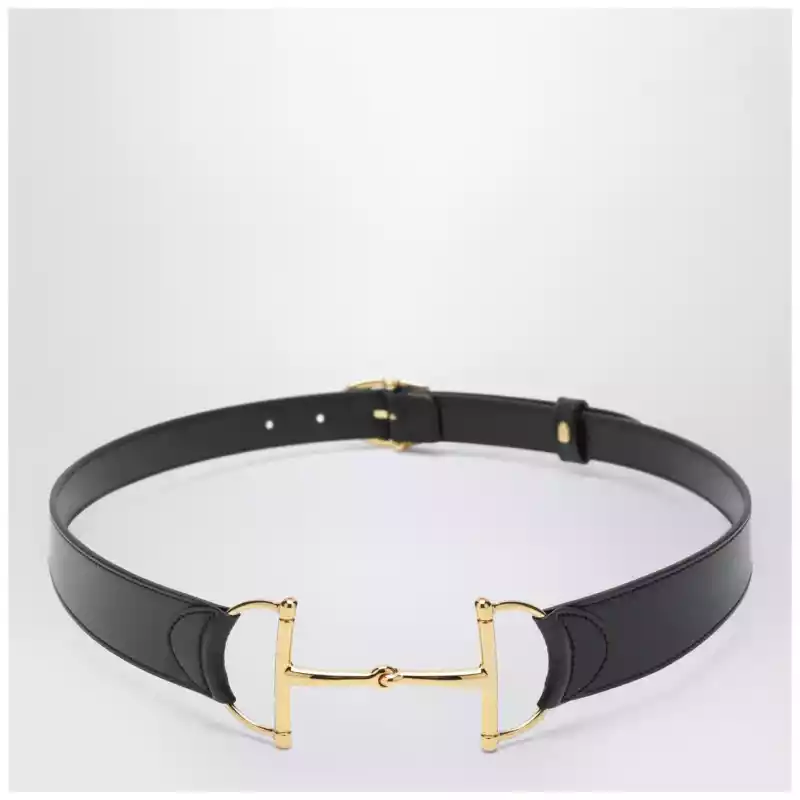 GUCCI Black belt with oversized Horsebit buckle