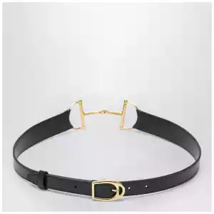 GUCCI Black belt with oversized Horsebit buckle