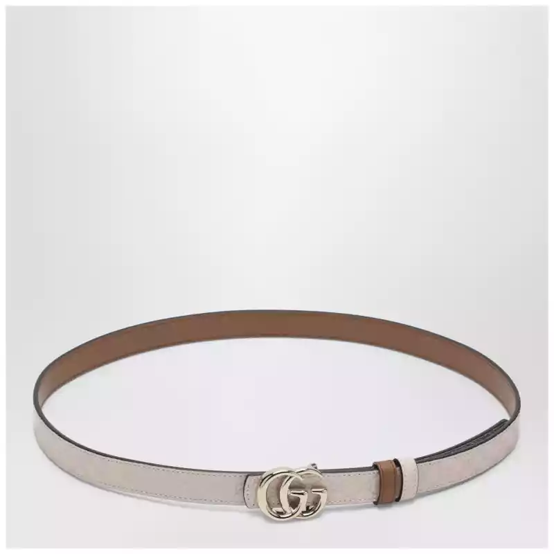 GUCCI Thin reversible GG Marmont belt in pink/sand