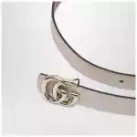 GUCCI Thin reversible GG Marmont belt in pink/sand