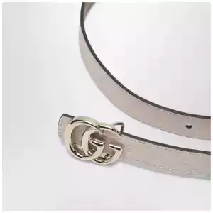GUCCI Thin reversible GG Marmont belt in pink/sand