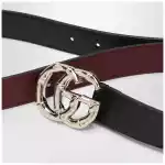 GUCCI Black leather belt with bamboo GG Marmont buckle