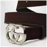 GUCCI Brown suede belt with bamboo GG Marmont buckle