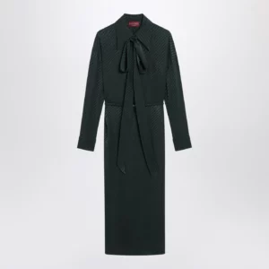 GUCCI Green GG jacquard silk wrap dress