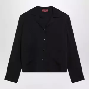 GUCCI Blue jacquard silk-blend shirt