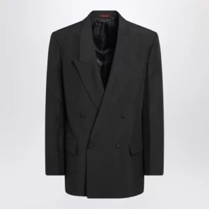 GUCCI Black double-breasted jacket in technical panama