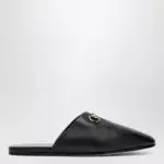 GUCCI Black leather mules with Horsebit
