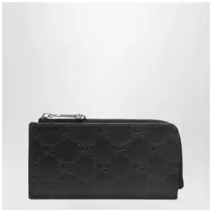 GUCCI Black GG Emblem zip card holder