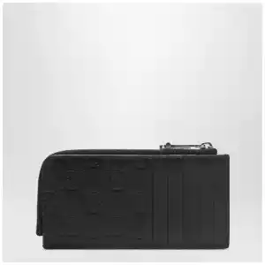 GUCCI Black GG Emblem zip card holder