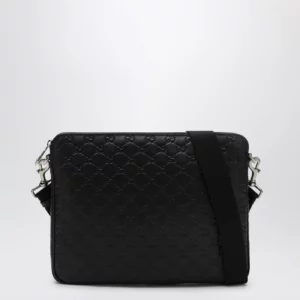 GUCCI Medium black GG Emblem shoulder bag