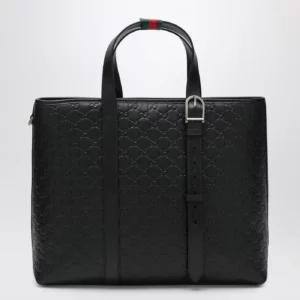 GUCCI Large black GG Emblem shopping bag