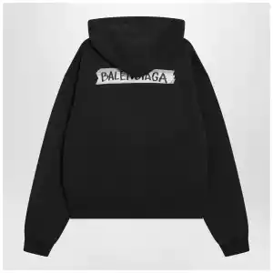 Balenciaga Black washed Masking Tape oversize hoodie
