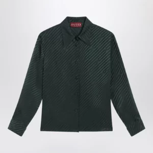 GUCCI Green GG jacquard silk shirt
