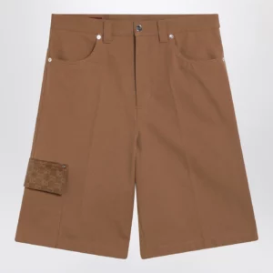 GUCCI Camel cargo Bermuda shorts with GG details