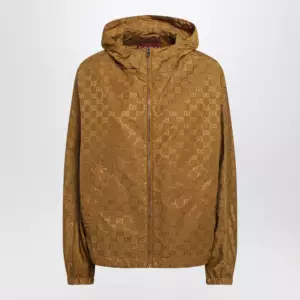 GUCCI Technical jacquard jacket with brown GG pattern