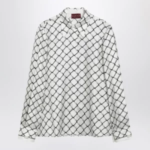 GUCCI White printed silk twill shirt