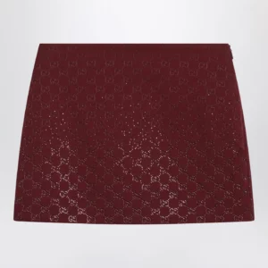 GUCCI Rosso Ancora GG-fabric mini skirt with crystals