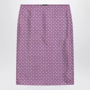 GUCCI Pink pencil skirt with horsebit print