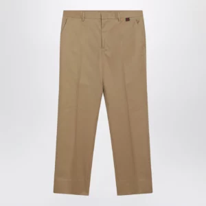 GUCCI Beige cotton trousers with Web detail