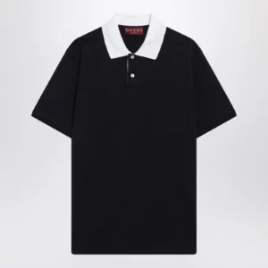 GUCCI Blue stretch cotton piqué polo shirt