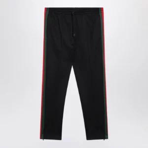 GUCCI Dark blue technical jersey track pants