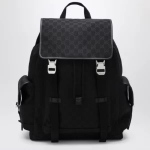 GUCCI Large black GG fabric backpack