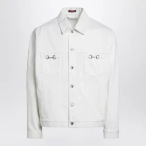 GUCCI White jacket with Horsebit detail