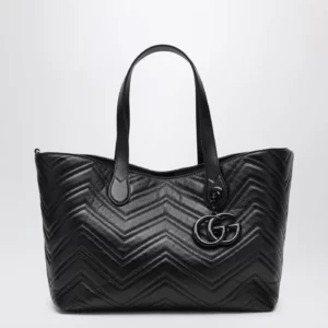 GUCCI Medium black GG Marmont shopping bag