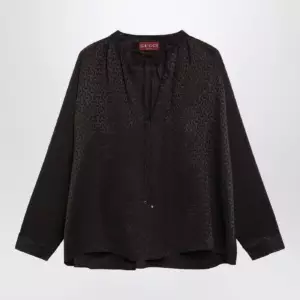 GUCCI Brown jacquard silk shirt with clamps
