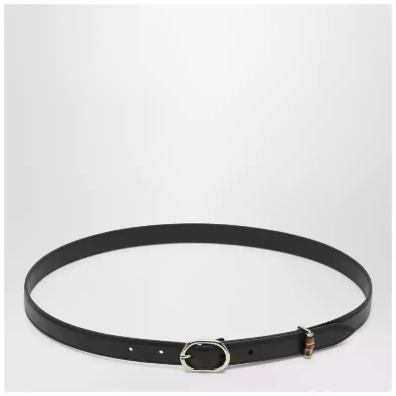 GUCCI Thin black belt with oval buckle