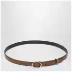 GUCCI Thin brown belt with oval buckle
