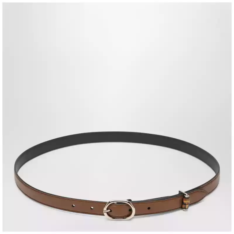 GUCCI Thin brown belt with oval buckle