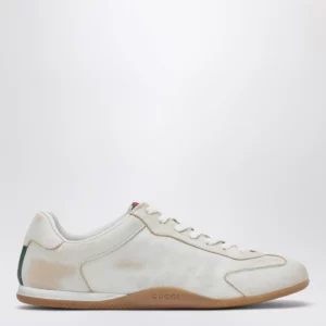 Gucci Shift Sneakers in white délavé-effect leather