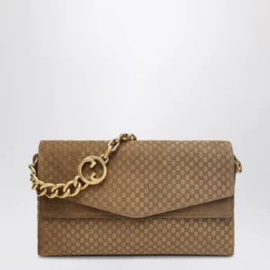 GUCCI Large beige GG suede shoulder bag