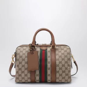 GUCCI Medium Ophidia duffle bag in beige and brown GG fabric