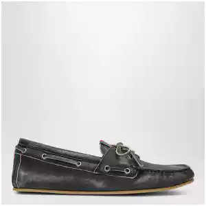 GUCCI Black boat shoes with washed effect