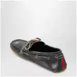 GUCCI Black boat shoes with washed effect