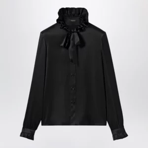 GUCCI Silk satin shirt with a knotted bow