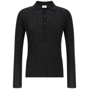 Saint Laurent Pointelle Wool Polo Shirt