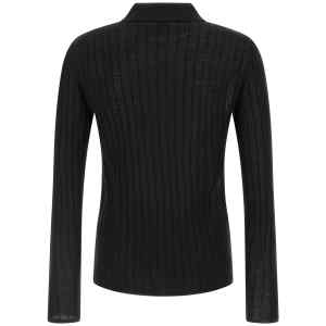 Saint Laurent Pointelle Wool Polo Shirt