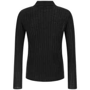 Saint Laurent Pointelle Wool Polo Shirt