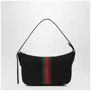 GUCCI Small black Lunetta GG fabric bag