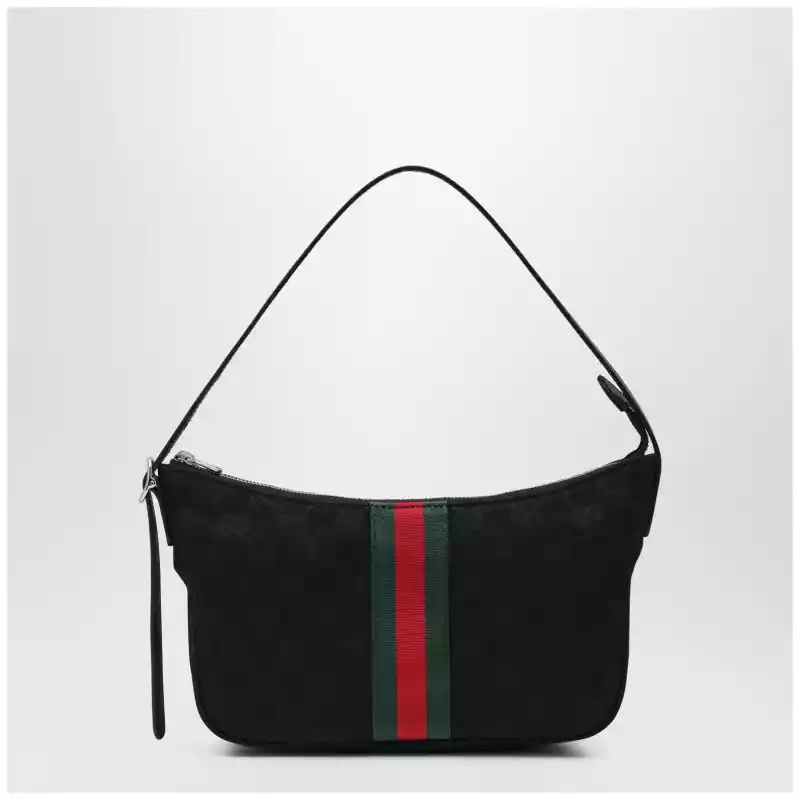 863406FAFWA_T_GUC-1053.a GUCCI Small black Lunetta GG fabric bag