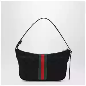 GUCCI Small black Lunetta GG fabric bag