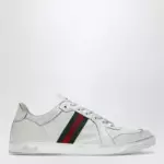 GUCCI Stretch Sneakers in white leather with worn effect
