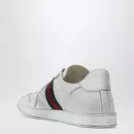 GUCCI Stretch Sneakers in white leather with worn effect